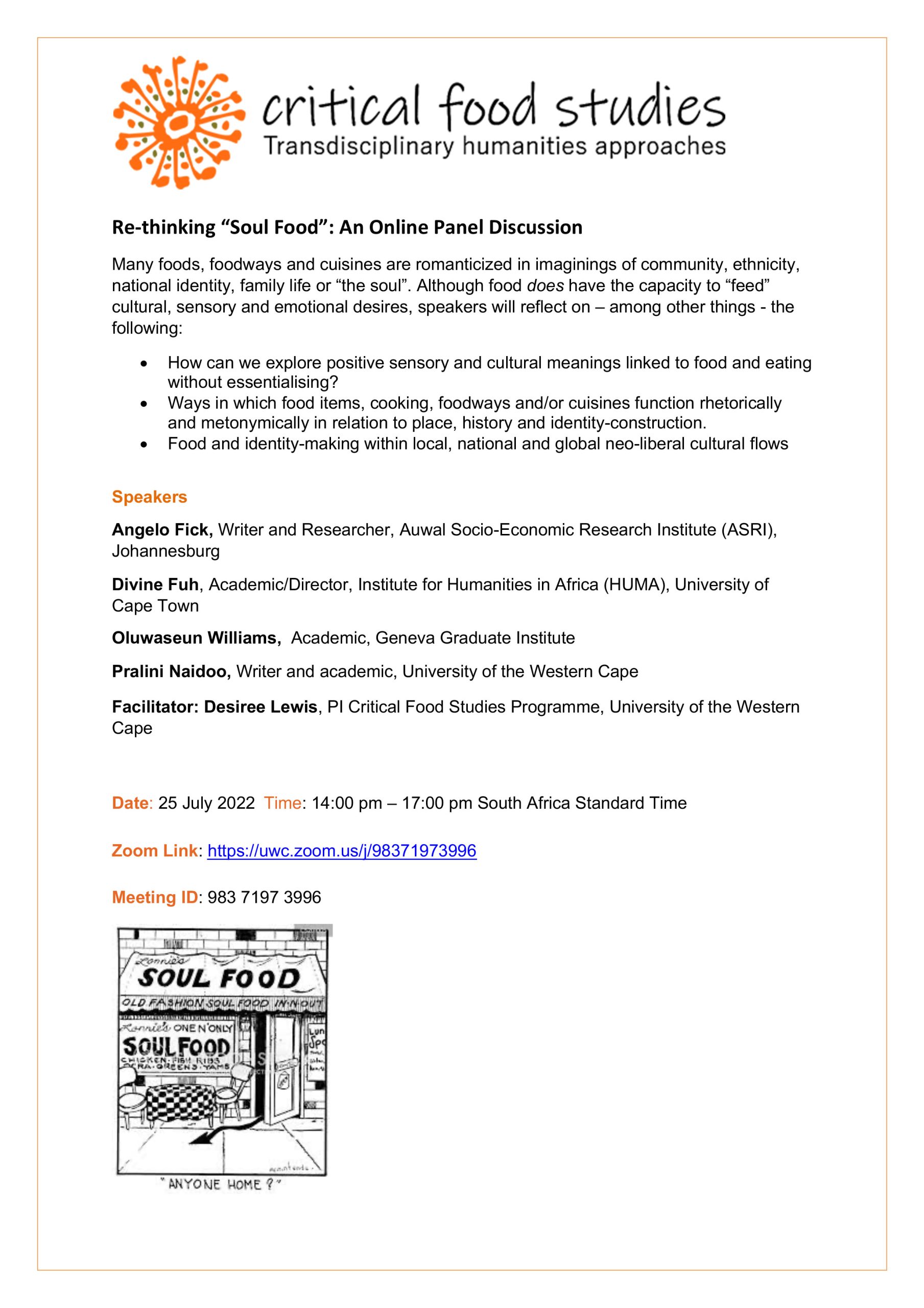 Re-thinking “Soul Food”: An online Panel Discussion
