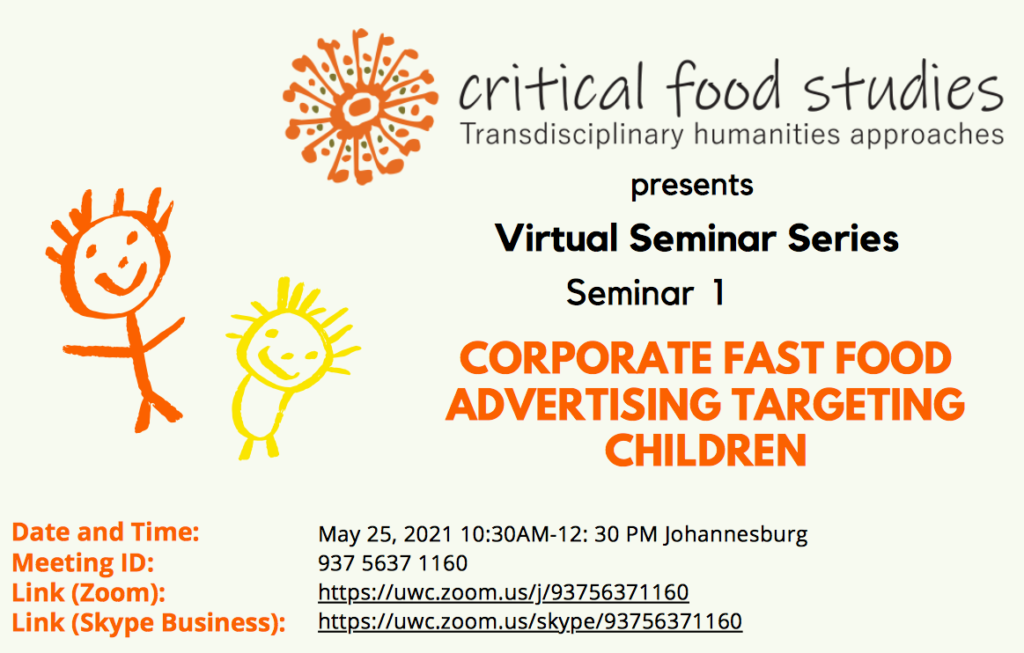 Attend our virtual Seminar: Corporate fast food advertising targeting children on 25 May 2021