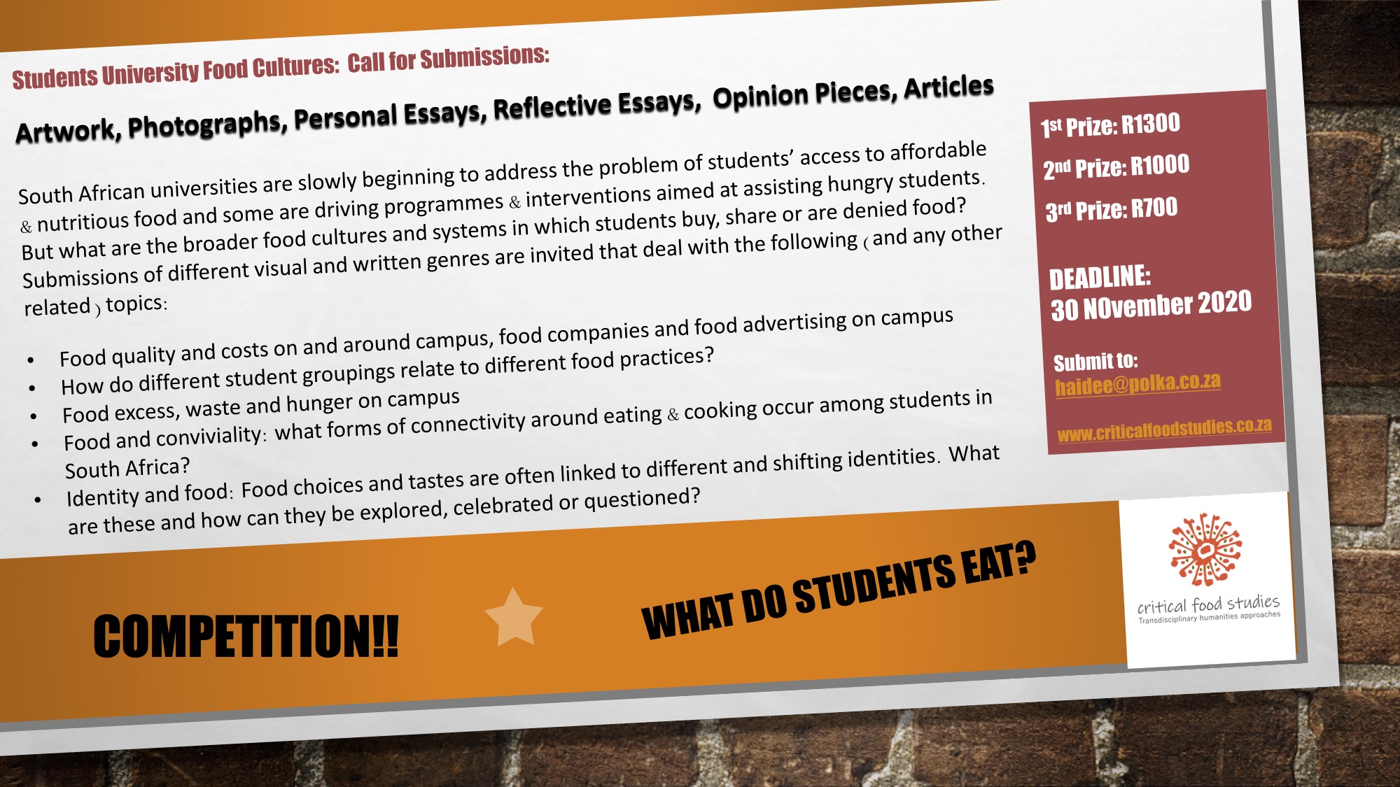 COMPETITION! What do students eat?
